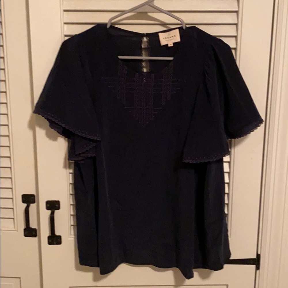 Navy blue silk sezane blouse
